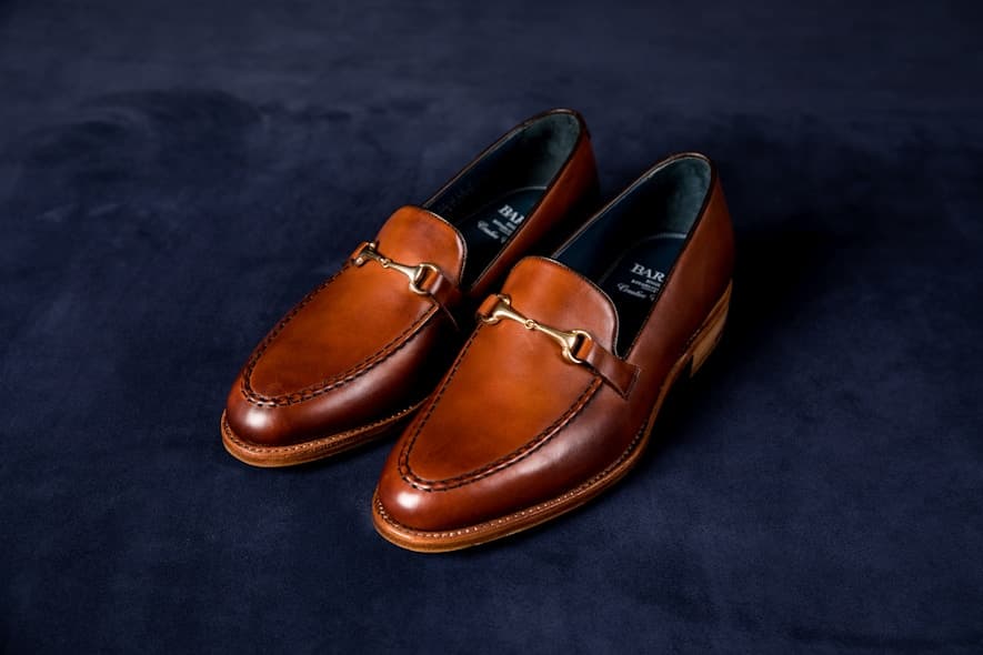 Cognac leather loafers with gold horsebit