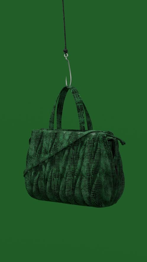 Emerald green textured handbag